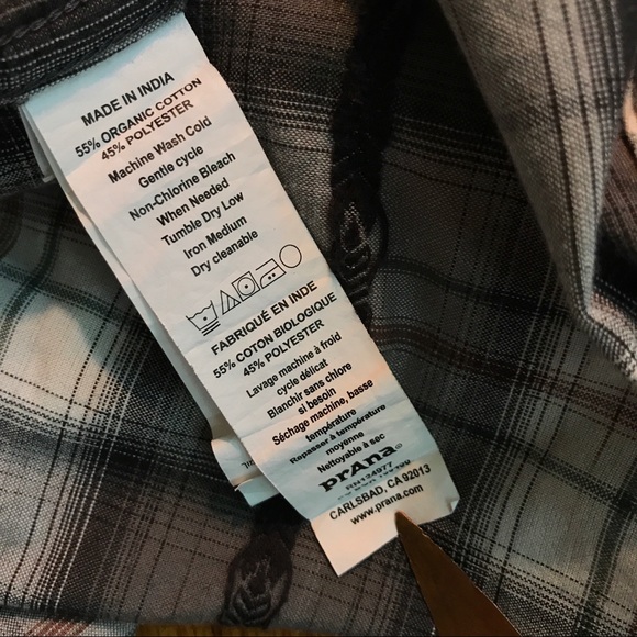 Gray plaid prAna shirt Slim Fit organic cotton - Picture 10 of 10